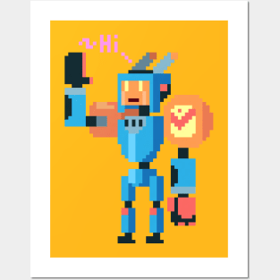 Pixel Robot 64bit Posters and Art